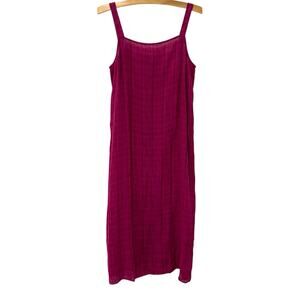 Eileen Fisher | Midi Dress Jumper Pink Sleeveless Linen Lagenlook- Size Medium